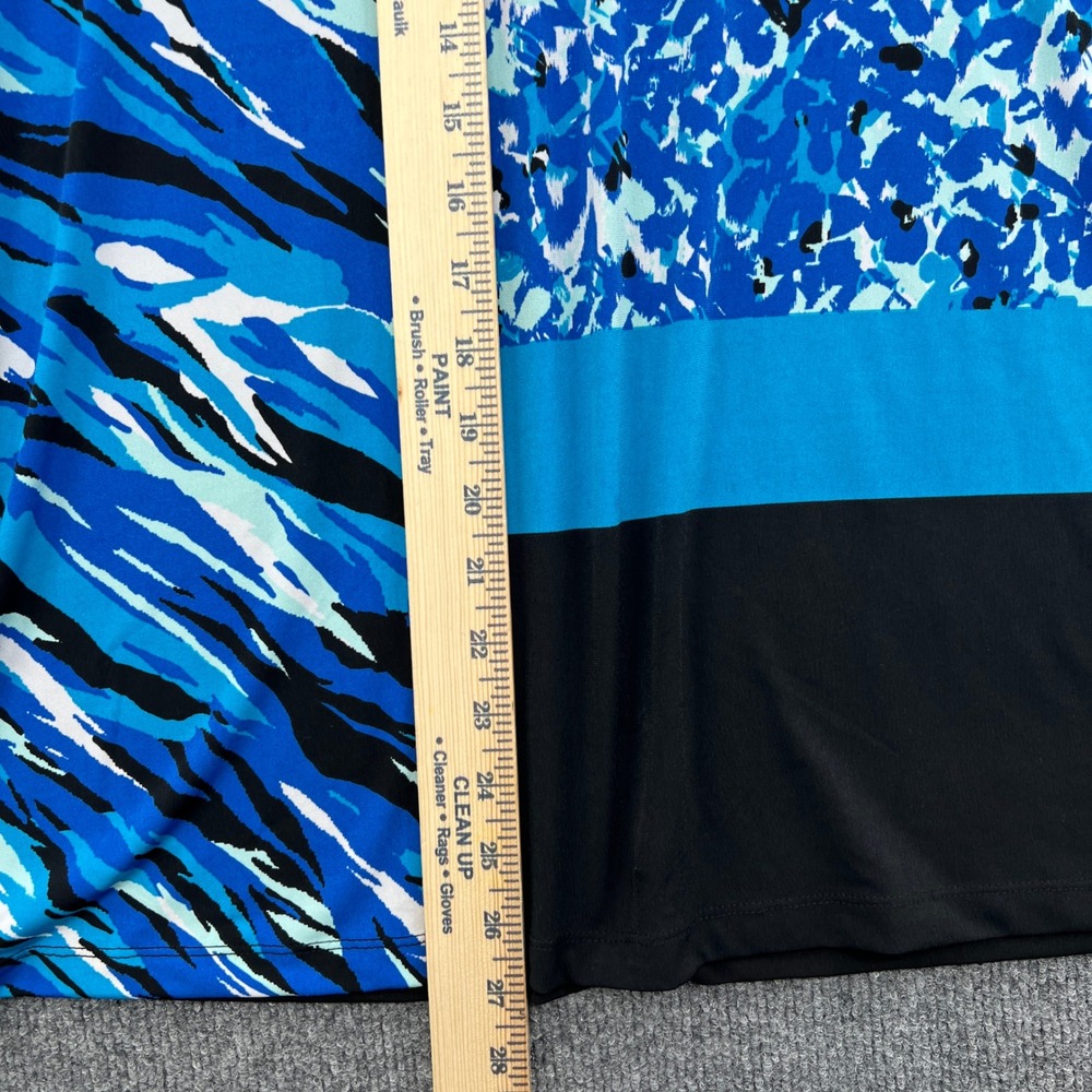 CJ Banks Abstract Summer Top Womens 1X Black Blue Geometric Modern‎ Art Tee - Picture 7 of 8